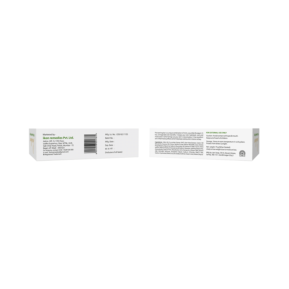 Pearldew Mint, Cucumber & Yogurt Natural Handcrafted Bathing Bar (75gm Each) - Image 2