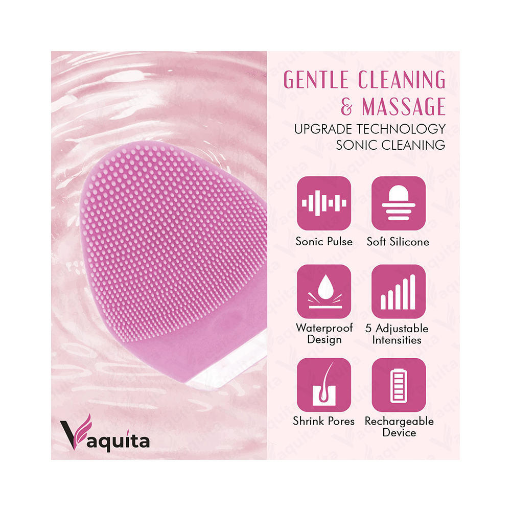 Vaquita Face Cleansing Brush & Massager Pink - Image 2