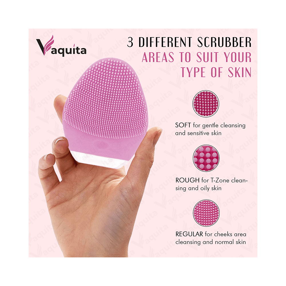 Vaquita Face Cleansing Brush & Massager Pink - Image 4