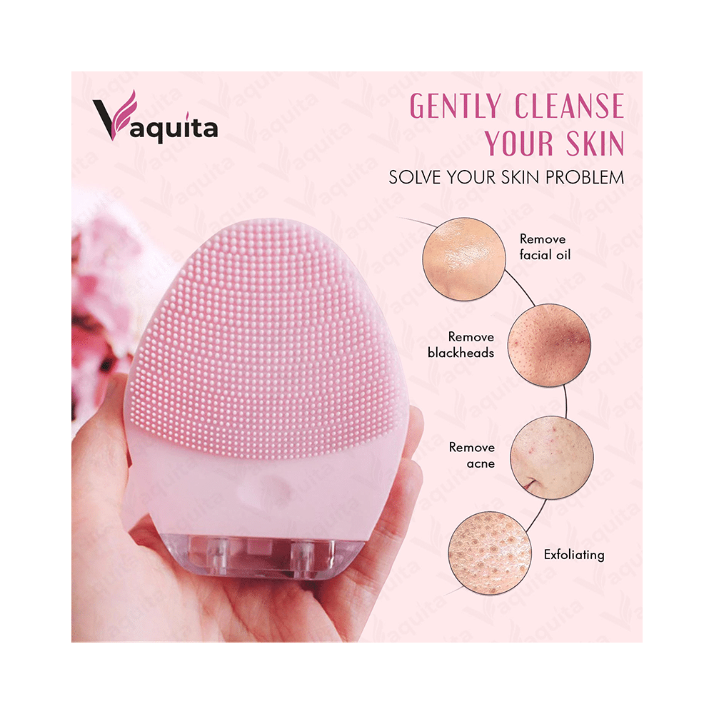 Vaquita Face Cleansing Brush & Massager Pink - Image 5