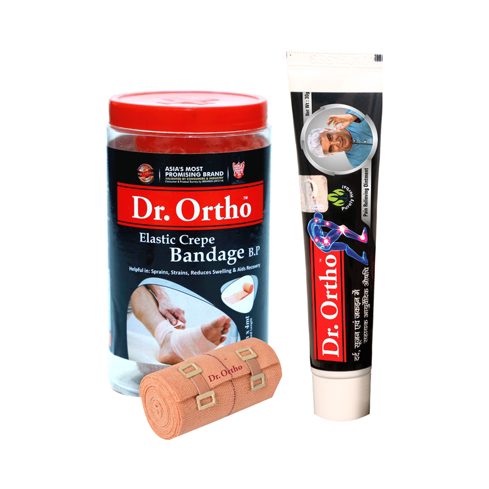 Dr Ortho Combo Pack of Crepe Bandage (10X4) & Pain Relief Ointment 30gm