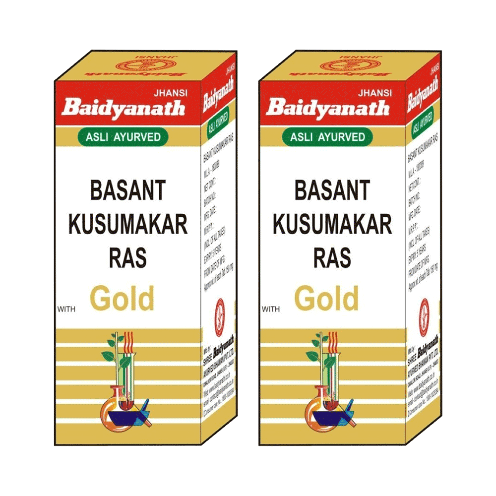 Baidyanath (Jhansi) Basant Kusumakar Ras with Gold Tablets (10 Each) - Image 1