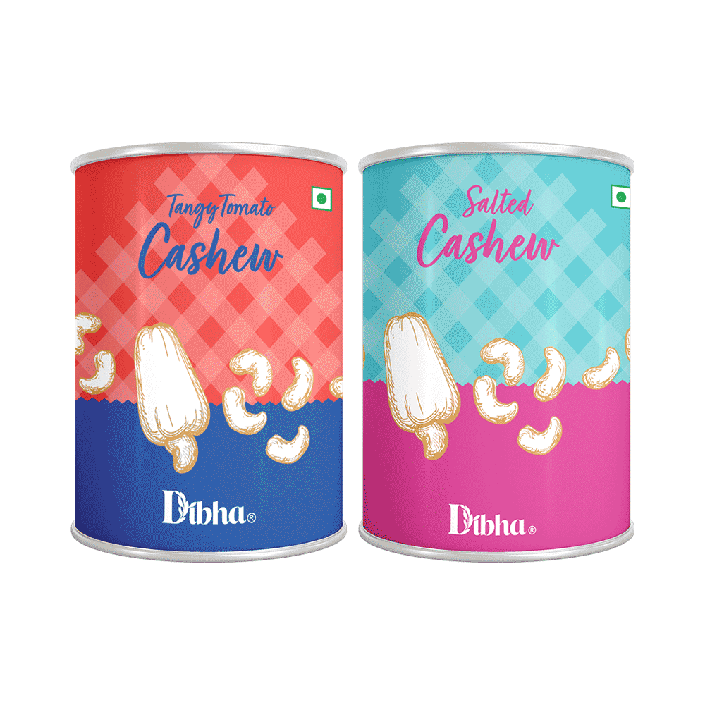 Dibha  Salted Cashew & Tangy Tomato Cashew ( 100gm Each ) - Image 1