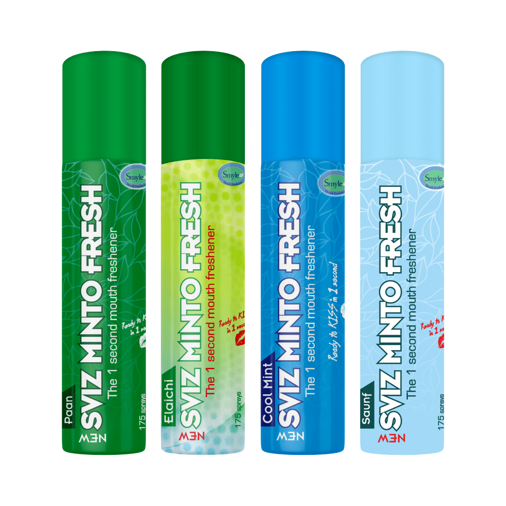 Smyle Combo Pack of Sviz Minto Fresh Mouth Freshener Paan, Elaichi, Cool Mint & Saunf (15gm Each)