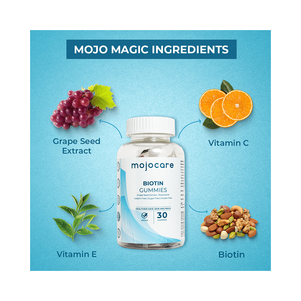 Mojocare Biotin with Grape Seed Extract & Resveratrol | Gummies for Hair, Skin & Nails - Image 5