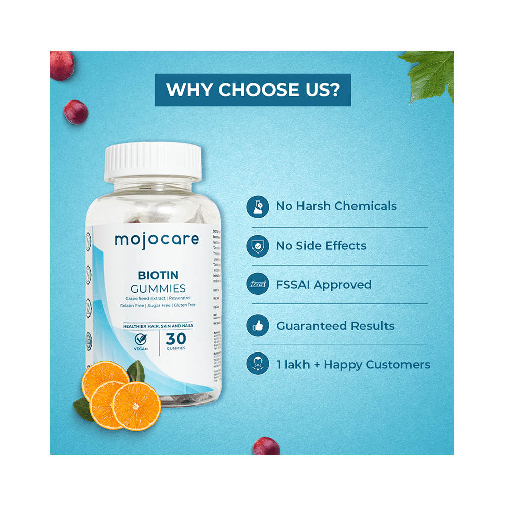 Mojocare Biotin with Grape Seed Extract & Resveratrol | Gummies for Hair, Skin & Nails - Image 7