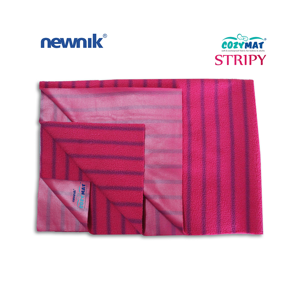 Newnik Cozymat Stripy Soft (Broad Stripes) (Size: 50cm X 70cm) Small Ruby - Image 1