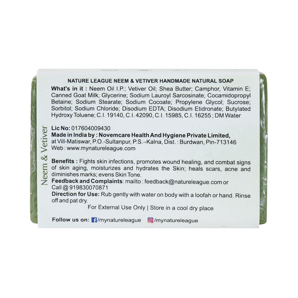 Nature League Neem & Vetiver Handmade Natural Soap (100gm Each) - Image 5