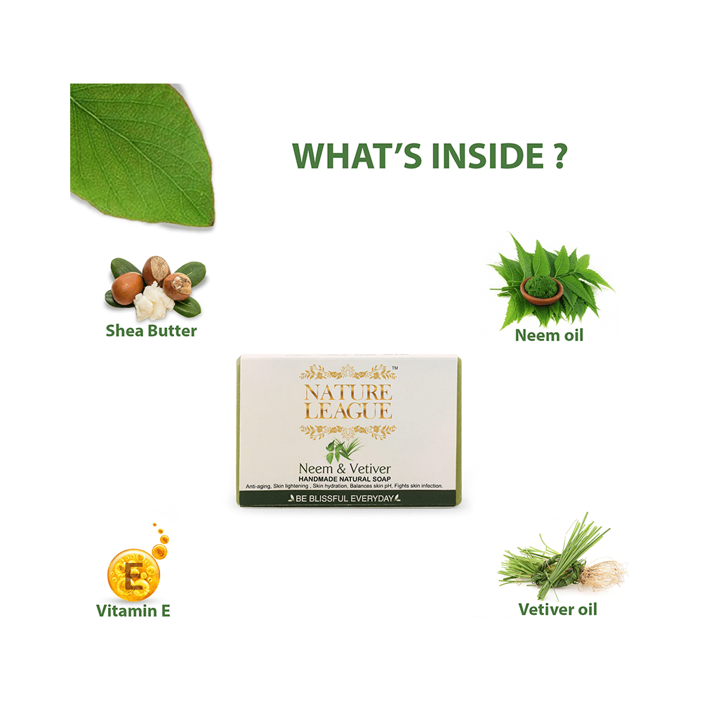 Nature League Neem & Vetiver Handmade Natural Soap (100gm Each) - Image 2