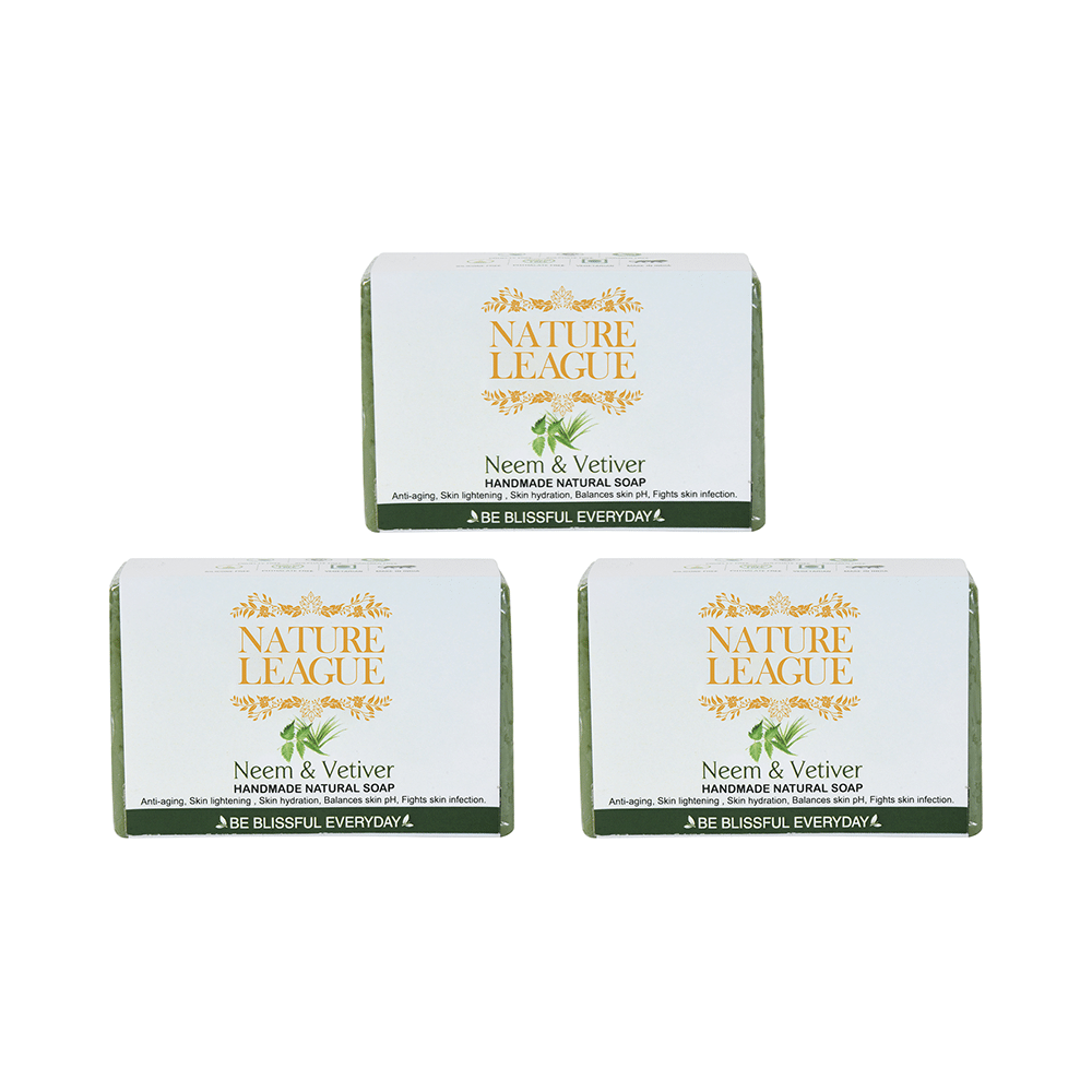 Nature League Neem & Vetiver Handmade Natural Soap (100gm Each) - Image 1