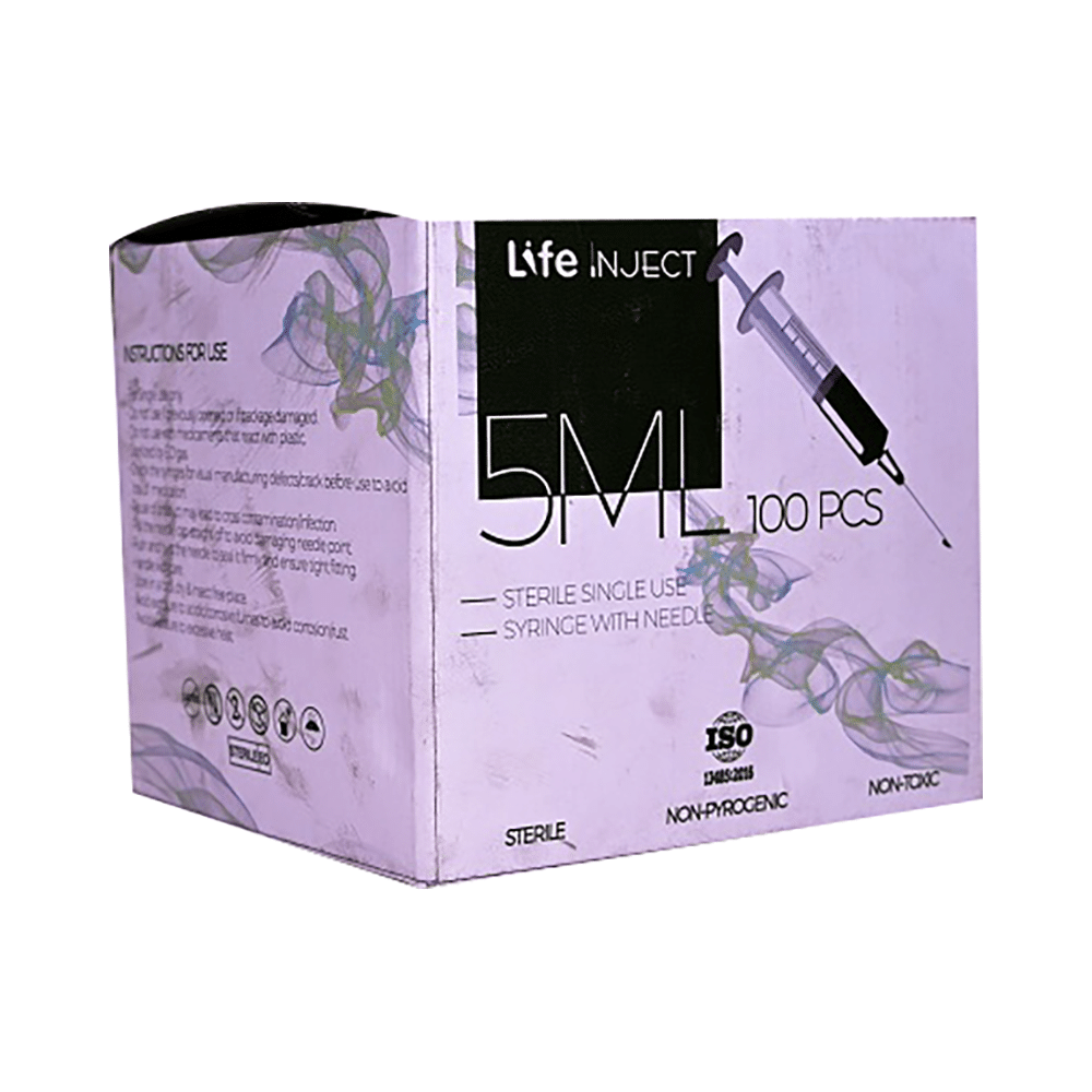 Life Inject 5ML Sterile Single Use Syringe with Needle - Image 1