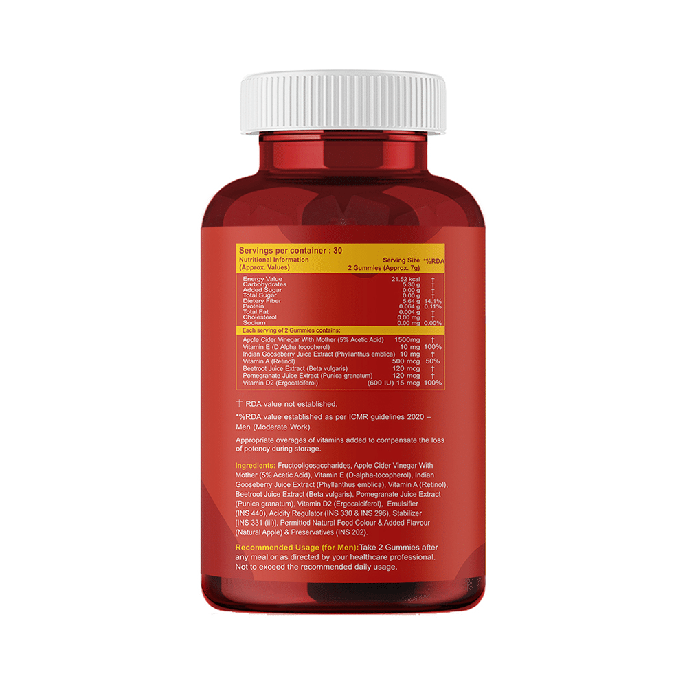 Carbamide Forte Apple Cider Vinegar (ACV) | Vegetarian Gummies for Immunity, Detox & Digestion - Image 2