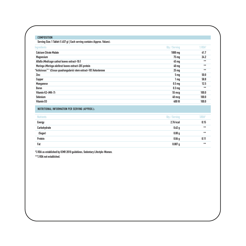TrueBasics Advance Calcium with Vitamin D3 & K2-MK7 for Bones & Joints Health | Tablet - Image 3