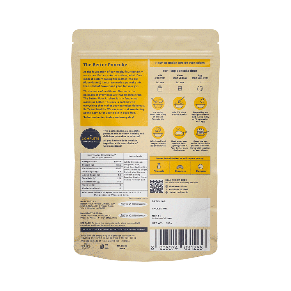 The Better Flour Pancake Mix, Protein Rich & Gluten Free, No Refined Sugar Healthy Mix Banana - Image 2