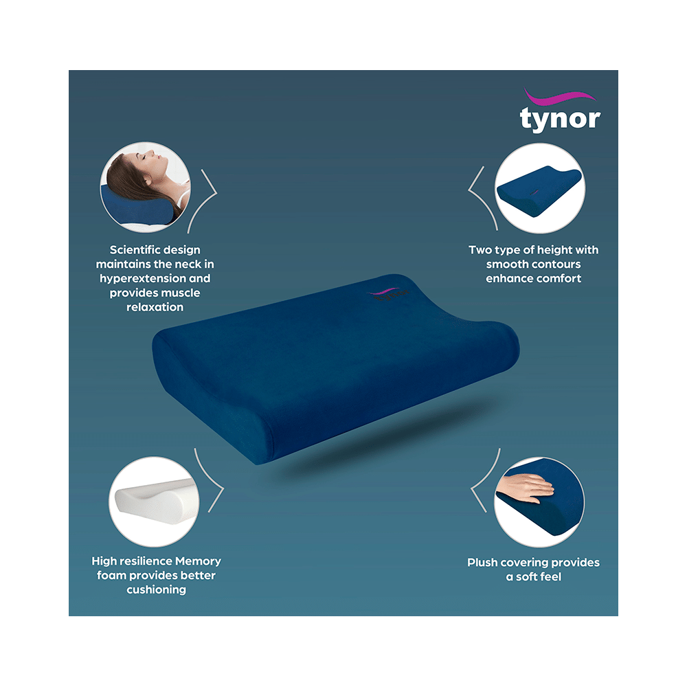 Tynor Contoured Cervical Pillow Memory Foam Blue Universal - Image 3