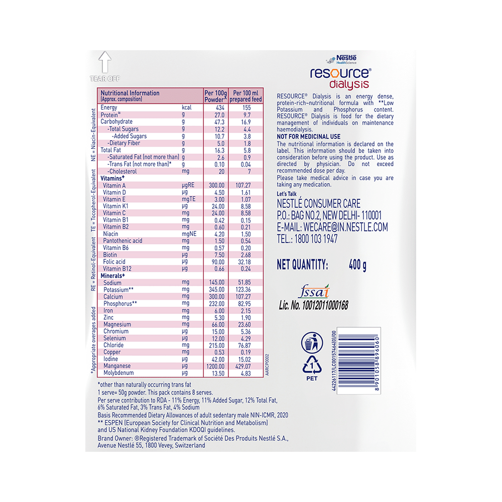 Nestle Health Science Resource Dialysis Supplement with Protein, Low GI & Electrolytes | Flavour Powder Vanilla - Image 3