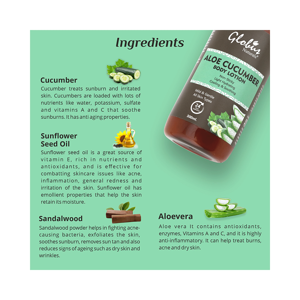 Globus Naturals Aloe Cucumber Body Lotion - Image 2