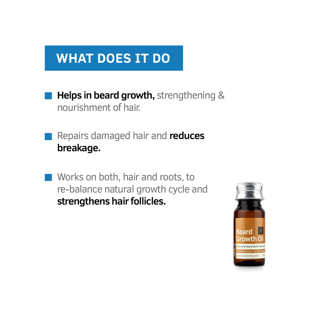 Ustraa Beard Growth Oil with Redensyl, 8 Natural Oils including Jojoba Oil, Vitamin E for Hair Care | No Harmful Chemicals - Image 3