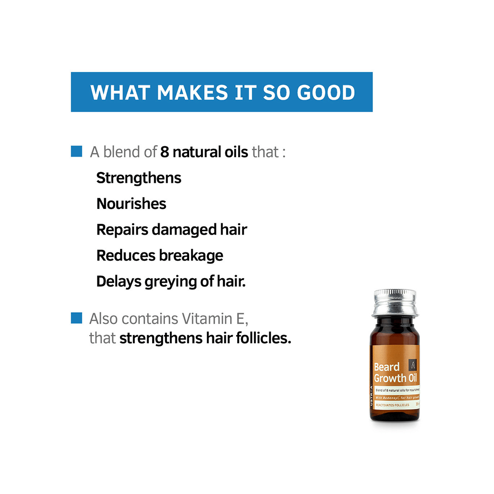 Ustraa Beard Growth Oil with Redensyl, 8 Natural Oils including Jojoba Oil, Vitamin E for Hair Care | No Harmful Chemicals - Image 5