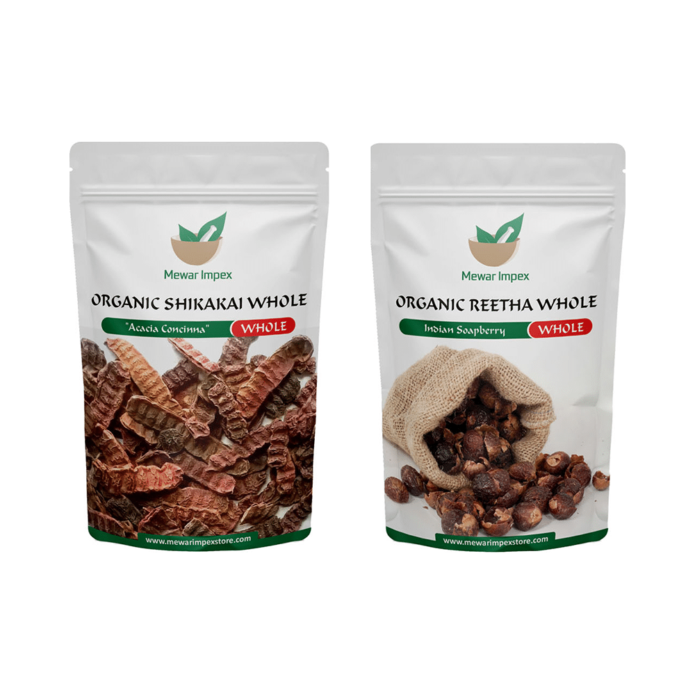 Mewar Impex Combo Pack of Organic Shikakai Whole & Organic Reetha Whole (100gm Each) - Image 1