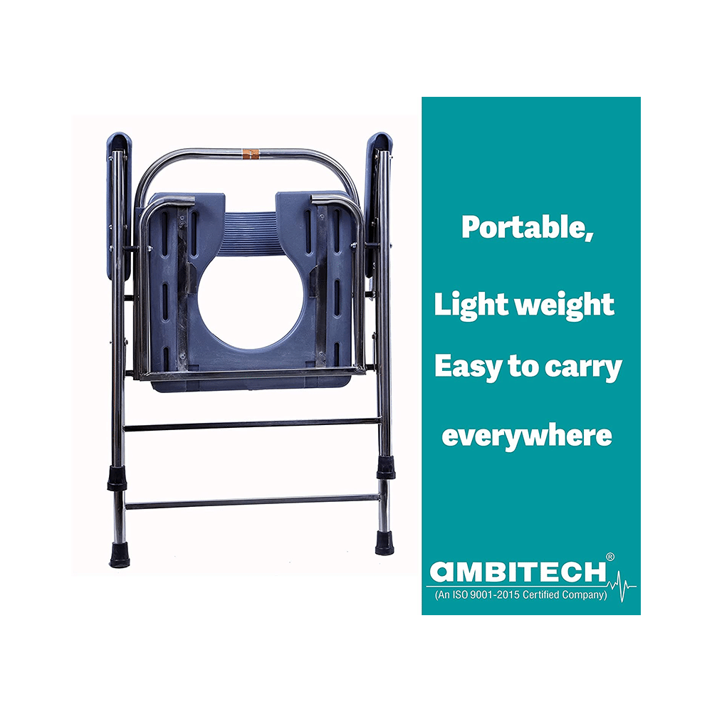 Ambitech Stainless Steel Foldable Commode Chair - Image 4