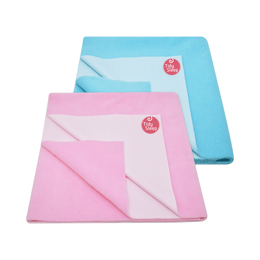 Tidy Sleep Water Proof & Washable Baby Care Dry Sheet & Bed Protector Large Baby Blue and Baby Pink - Image 1