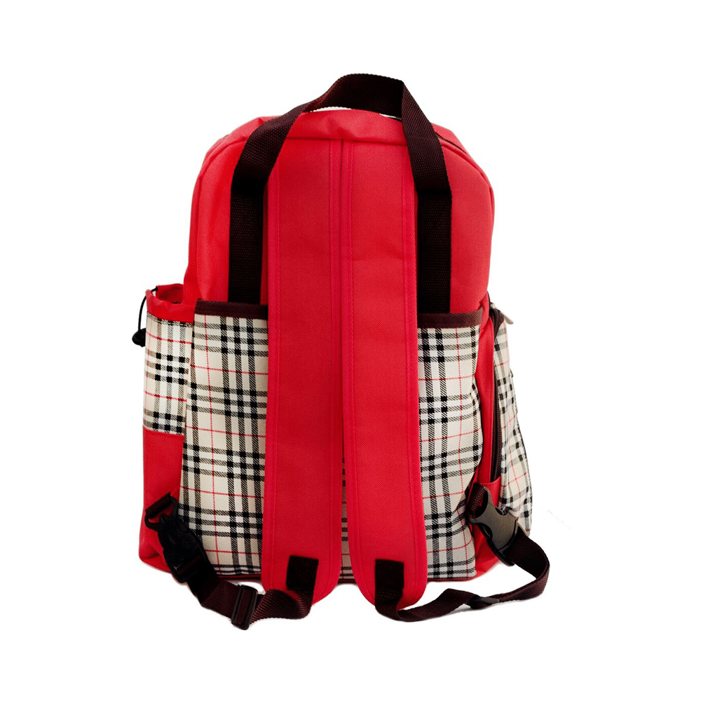 Polka Tots Waterproof Diaper Bag for Travel, Mothers Red with Changing Mat - Image 4