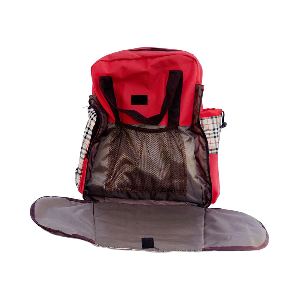 Polka Tots Waterproof Diaper Bag for Travel, Mothers Red with Changing Mat - Image 2