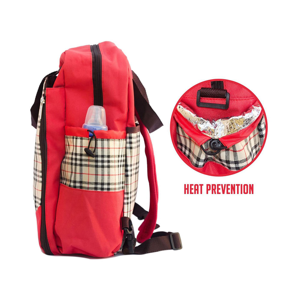 Polka Tots Waterproof Diaper Bag for Travel, Mothers Red with Changing Mat - Image 5