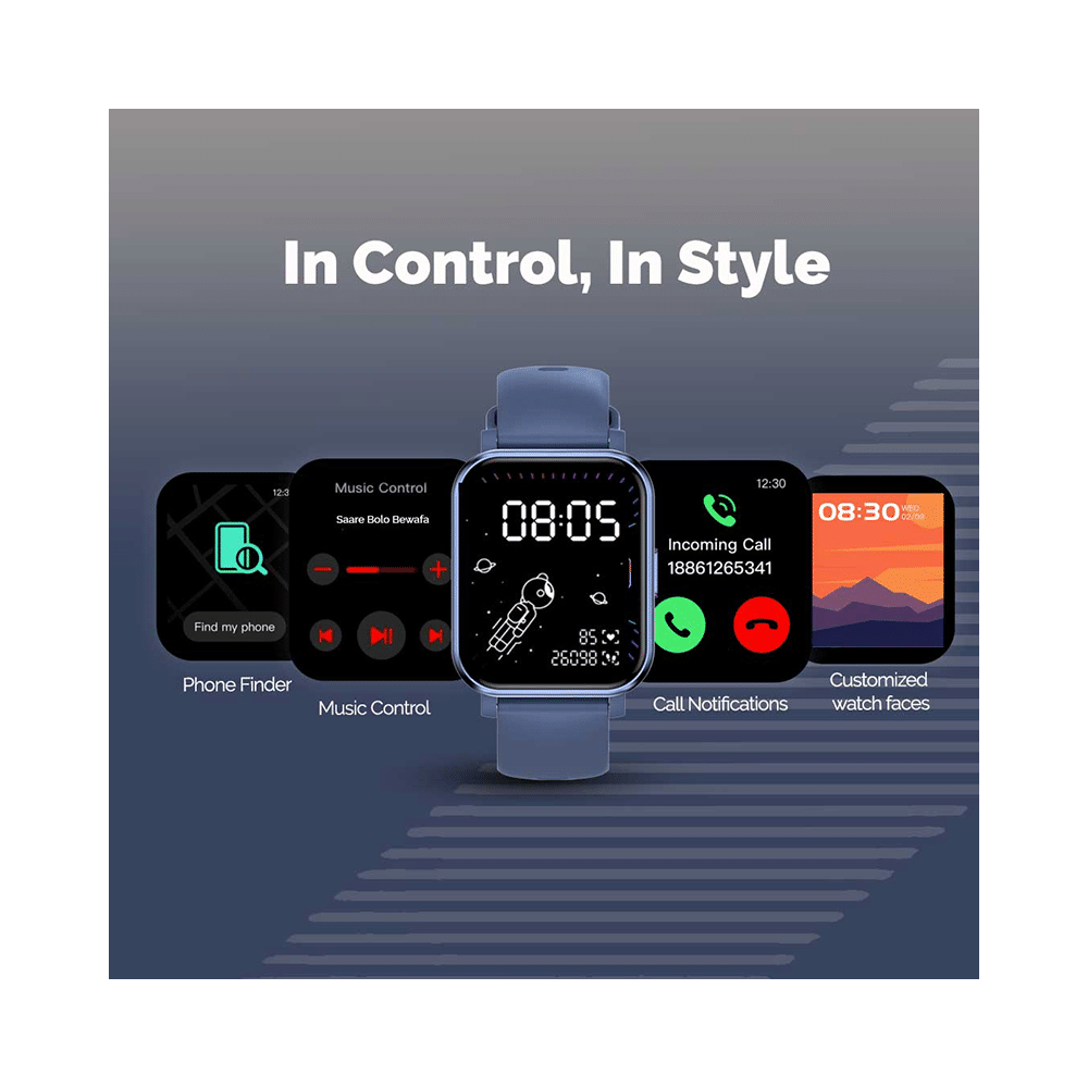 GOQii Stream SpO2 Bluetooth Calling with 3 Months Health & Personal Coaching Subscription Smart Watch Blue - Image 6