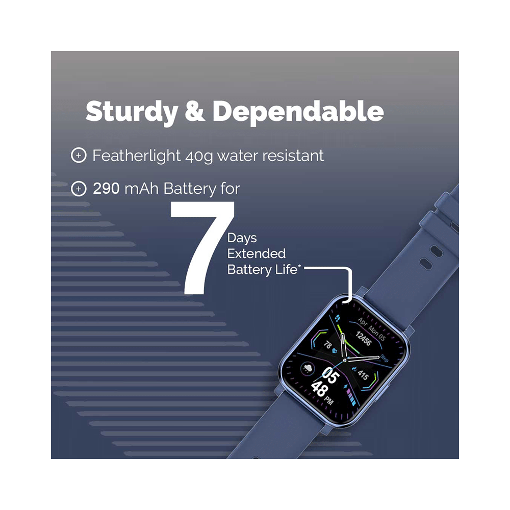 GOQii Stream SpO2 Bluetooth Calling with 3 Months Health & Personal Coaching Subscription Smart Watch Blue - Image 7