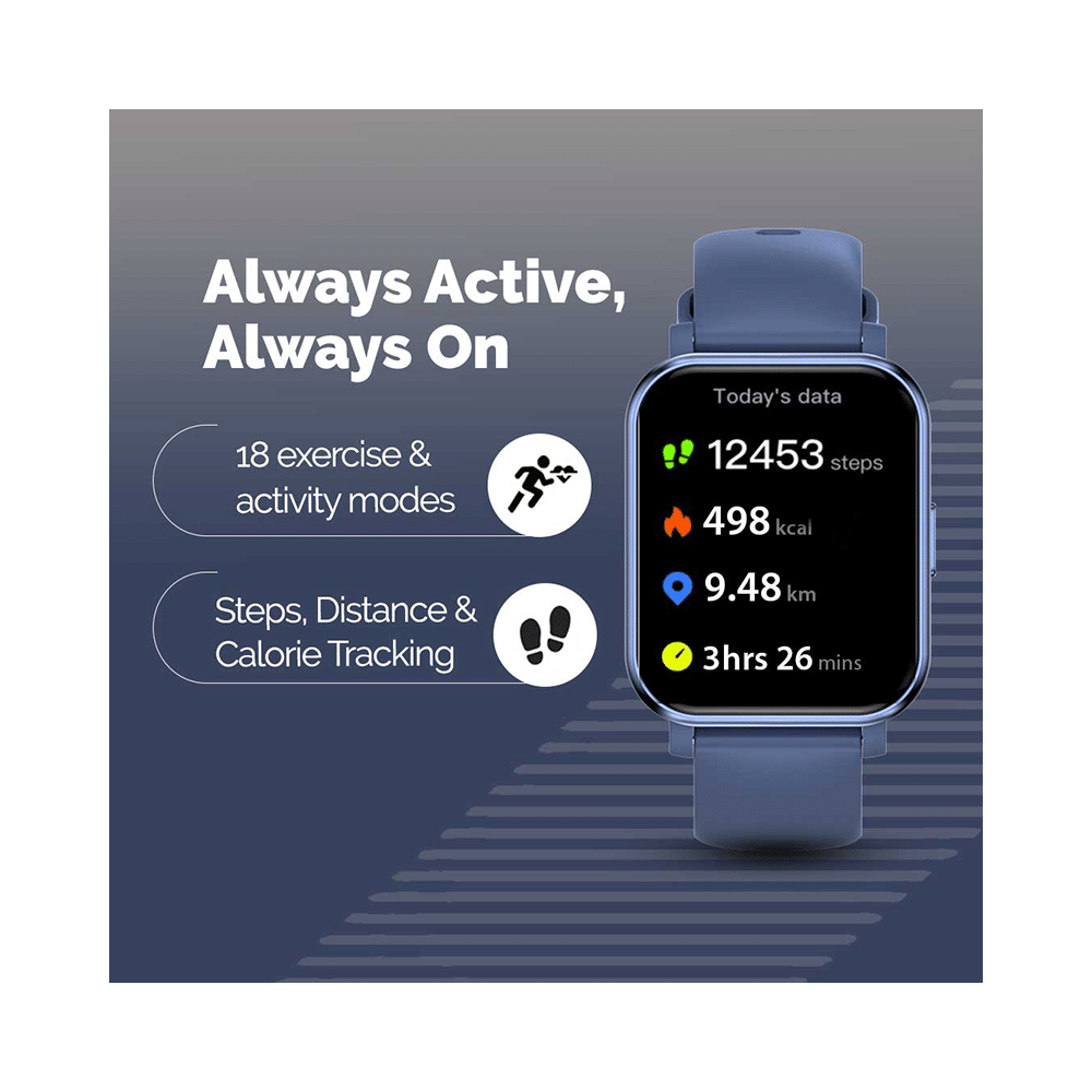GOQii Stream SpO2 Bluetooth Calling with 3 Months Health & Personal Coaching Subscription Smart Watch Blue - Image 4