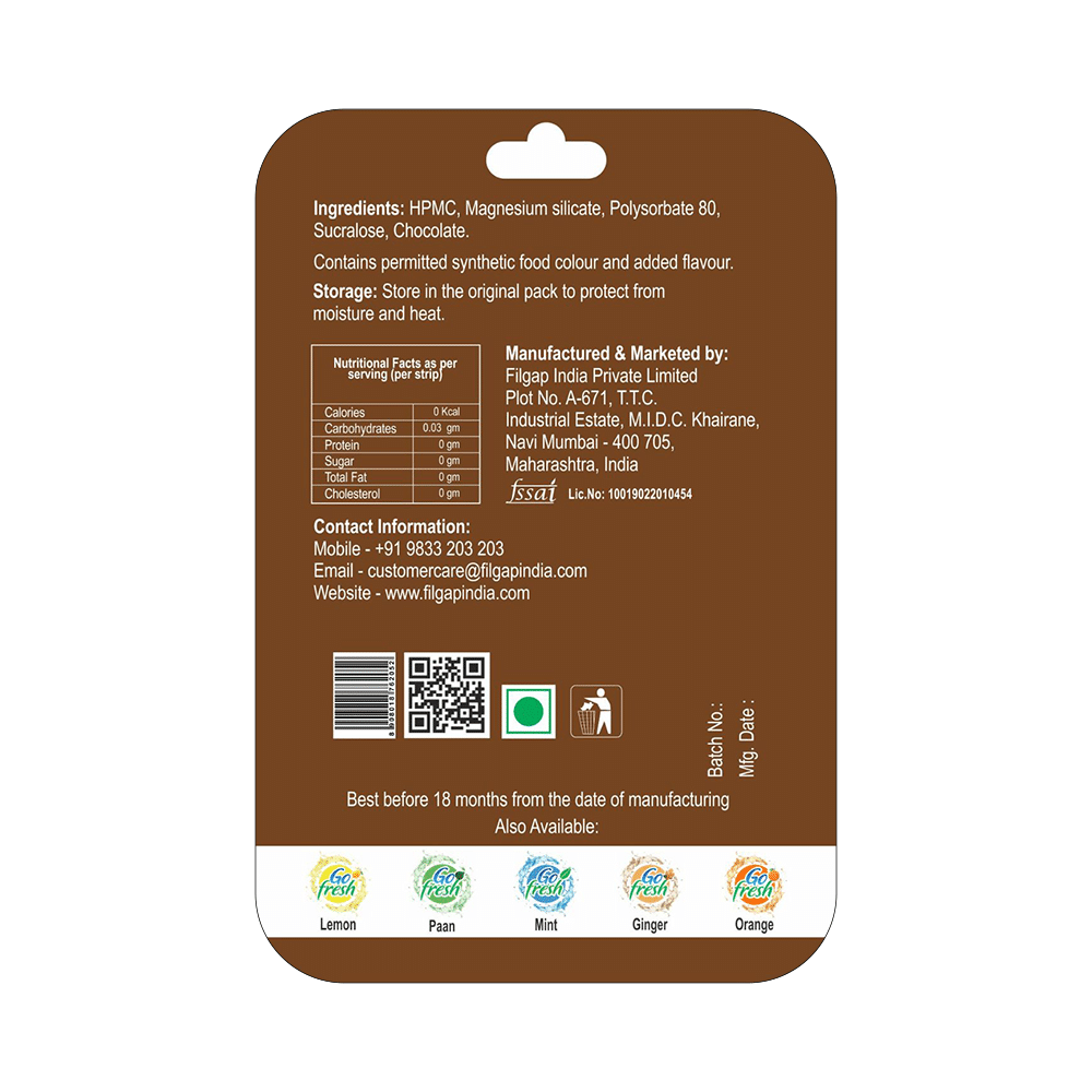 Filgap Go Fresh Mouth Dissolving Strip Chocolate - Image 2