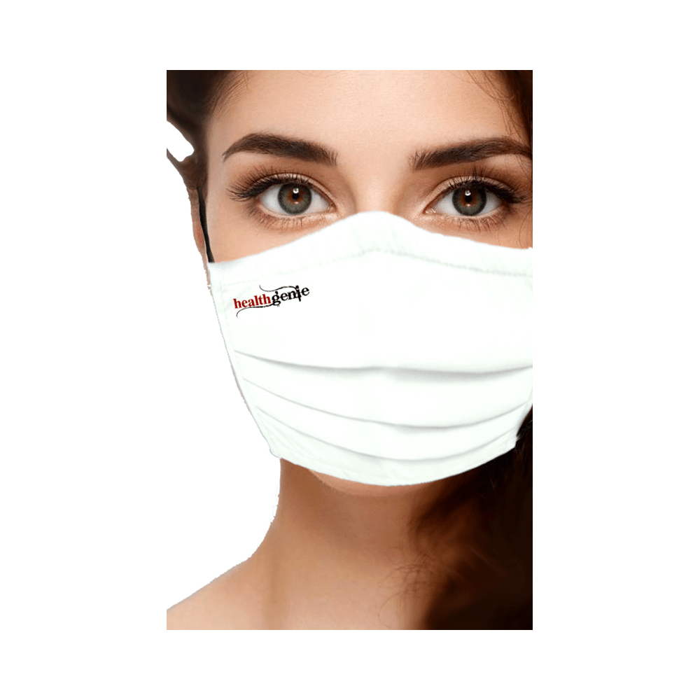 Healthgenie Regular White FM 206 Washable & Reusable Double Layered, Triple Pleated Cloth Face Mask - Image 2