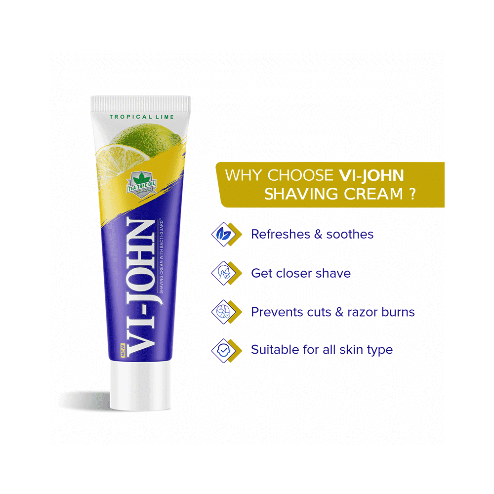 Vi-John Combo Pack of Shaving Cream with Bacti-Guard (125gm) & Platinum Plated Master Stroke Razor (5) Tropical Lime - Image 9