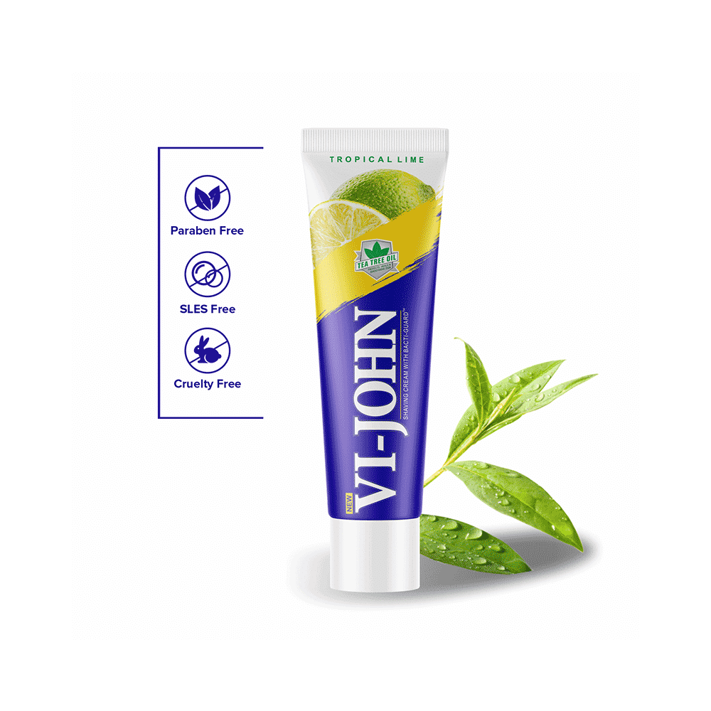 Vi-John Combo Pack of Shaving Cream with Bacti-Guard (125gm) & Platinum Plated Master Stroke Razor (5) Tropical Lime - Image 7
