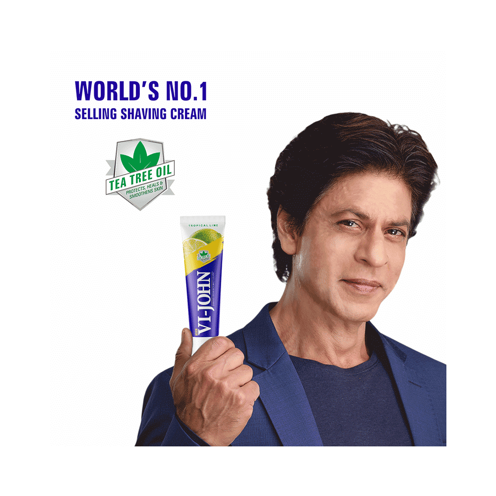 Vi-John Combo Pack of Shaving Cream with Bacti-Guard (125gm) & Platinum Plated Master Stroke Razor (5) Tropical Lime - Image 3