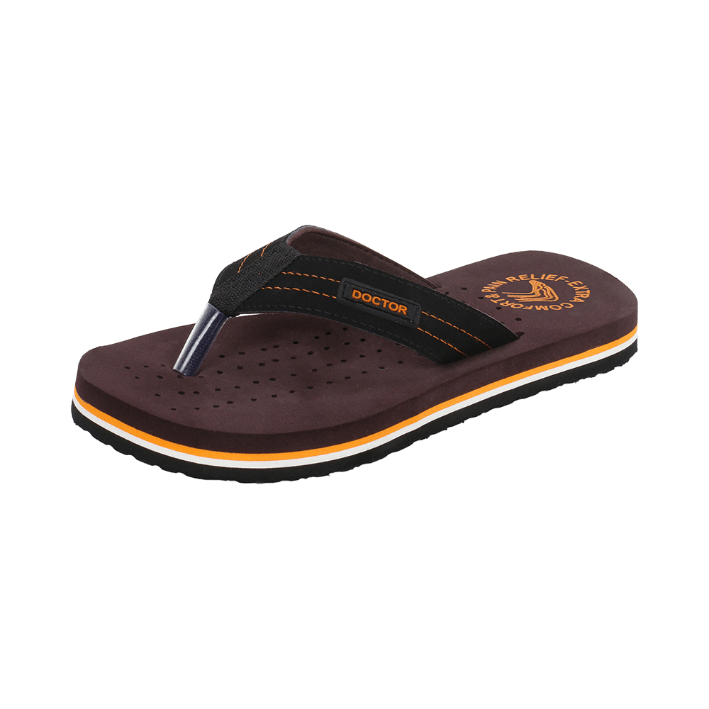 Doctor Extra Soft D28 Orthopaedic and Diabetic Super Fit Comfort Doctor Slipper, Flip-Flop, Cushion, Slides and House Slipper for Men Brown/Orange 8 - Image 8