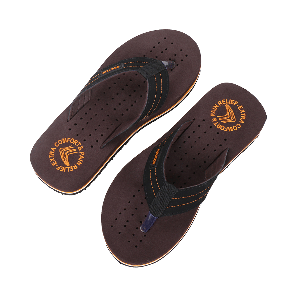 Doctor Extra Soft D28 Orthopaedic and Diabetic Super Fit Comfort Doctor Slipper, Flip-Flop, Cushion, Slides and House Slipper for Men Brown/Orange 8 - Image 3