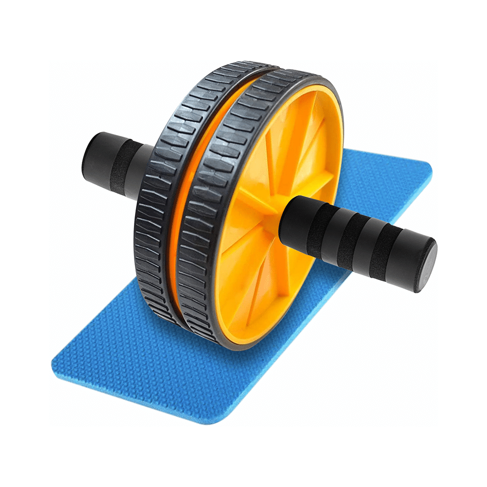 MuscleXP Dr Fitness+ AB Roller Wheel With Knee Mat Yellow & Black - Image 7