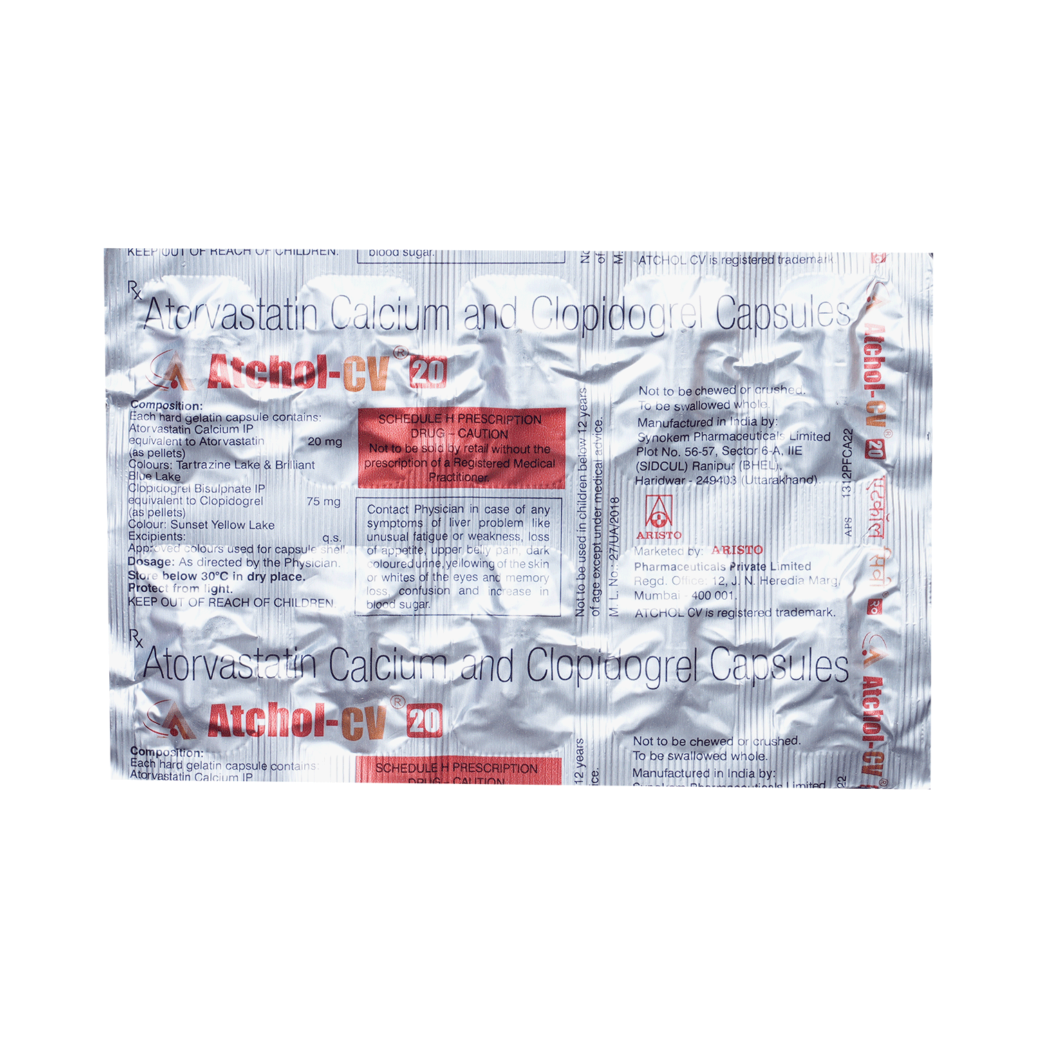 Atchol CV 20mg/75mg Capsule - Image 2