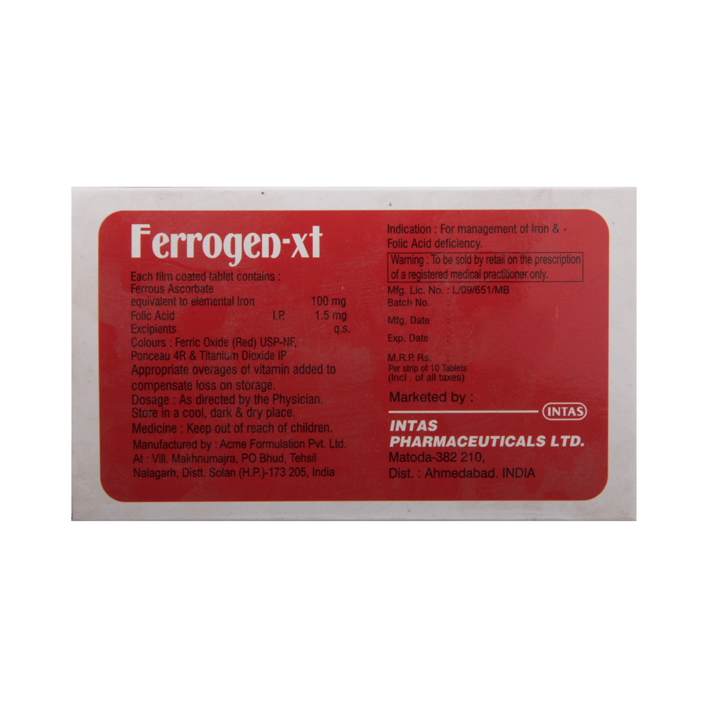 Ferrogen-XT Tablet For Folic acid Deficiency - Image 3