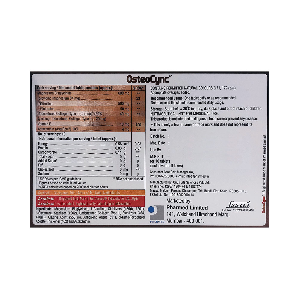 Osteocync Tablet with Collagen, Magnesium, Glutamine & Vitamin E | For Joint Health - Image 2