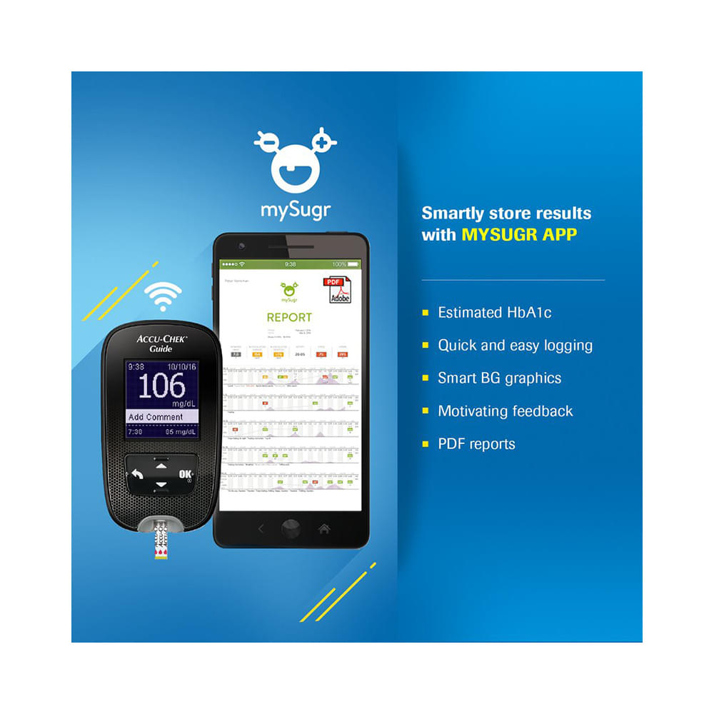 Accu-Chek Combo Pack of Guide Wireless Blood Glucose Monitoring System with 10 Strip Free & Accu-Chek Guide 50 Strip - Image 13