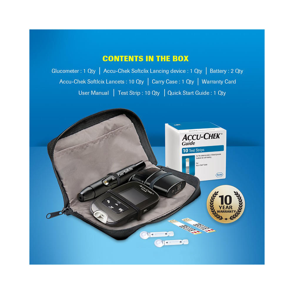 Accu-Chek Combo Pack of Guide Wireless Blood Glucose Monitoring System with 10 Strip Free & Accu-Chek Guide 50 Strip - Image 10