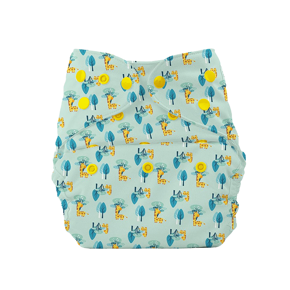 Bumberry Adjustable Reusable Cloth Diaper Cover with 2 Wet Free Insert For Babies Baby Giraffe - Image 3