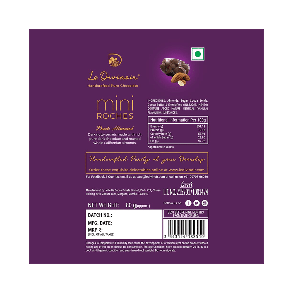 Le Divinoir Handcrafted Pure Mini Dark Almond Roches-No Vegatable Fat - Image 2