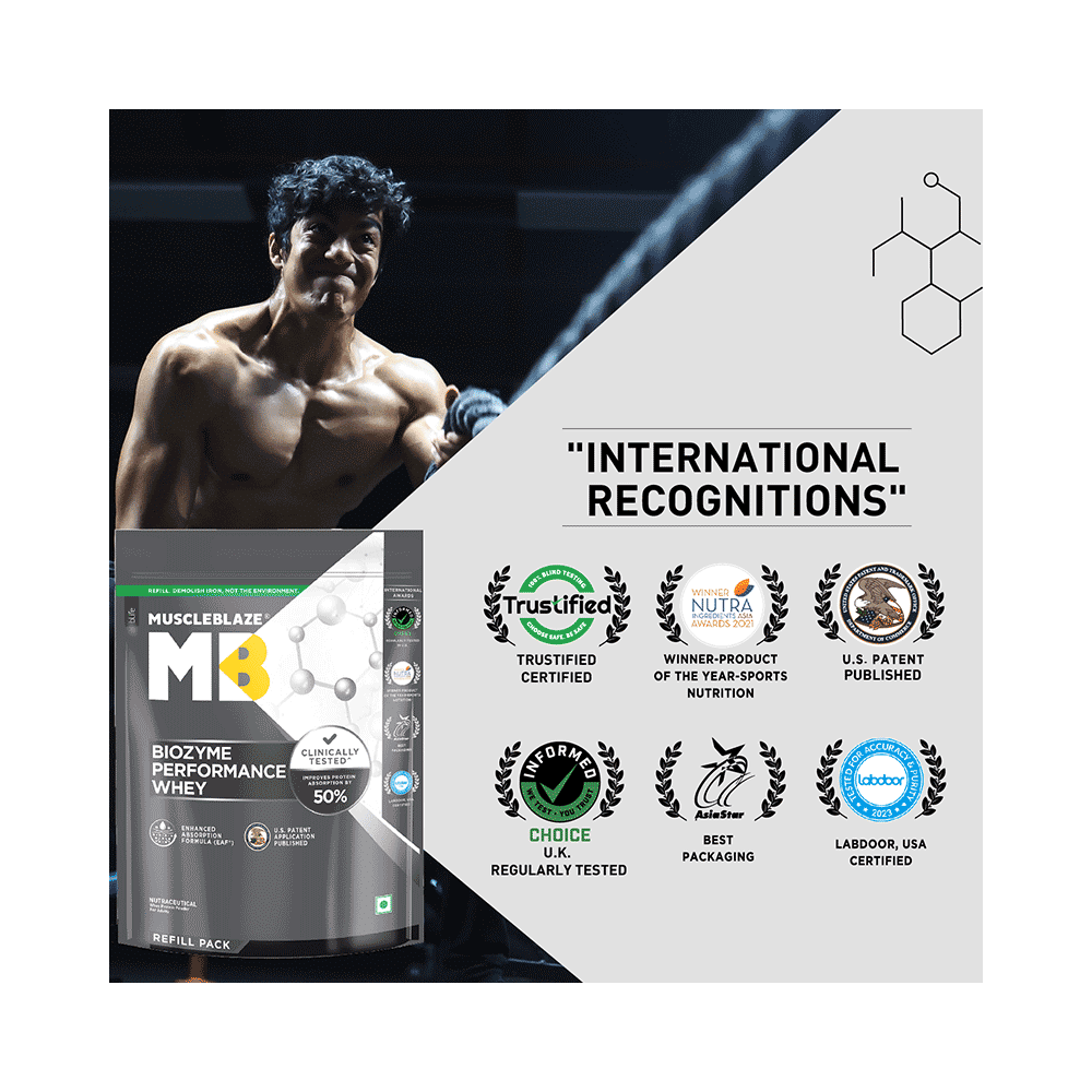 MuscleBlaze MuscleBlaze Biozyme Performance Whey Protein | For Muscle Gain | Improves Protein Absorption | Nutrition Care Powder Rich Chocolate Refill Pack - Image 4