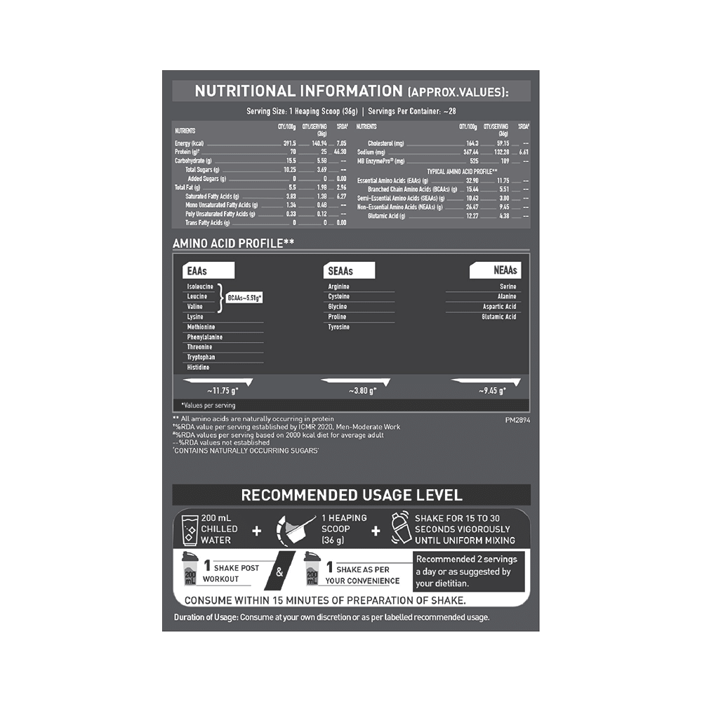 MuscleBlaze MuscleBlaze Biozyme Performance Whey Protein | For Muscle Gain | Improves Protein Absorption | Nutrition Care Powder Rich Chocolate Refill Pack - Image 3