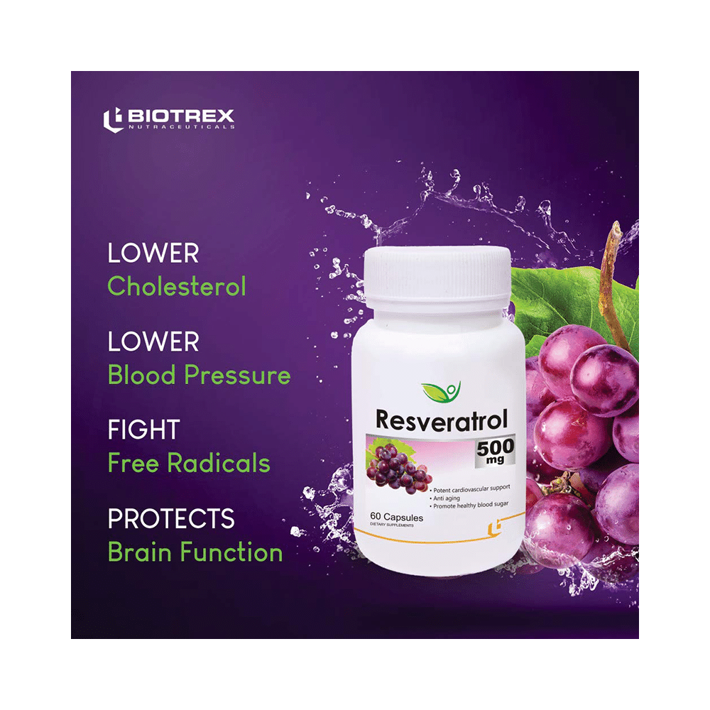 Biotrex Resveratrol 500mg for Heart Health, Anti-Ageing Support & Blood Sugar Balance | Capsule - Image 5